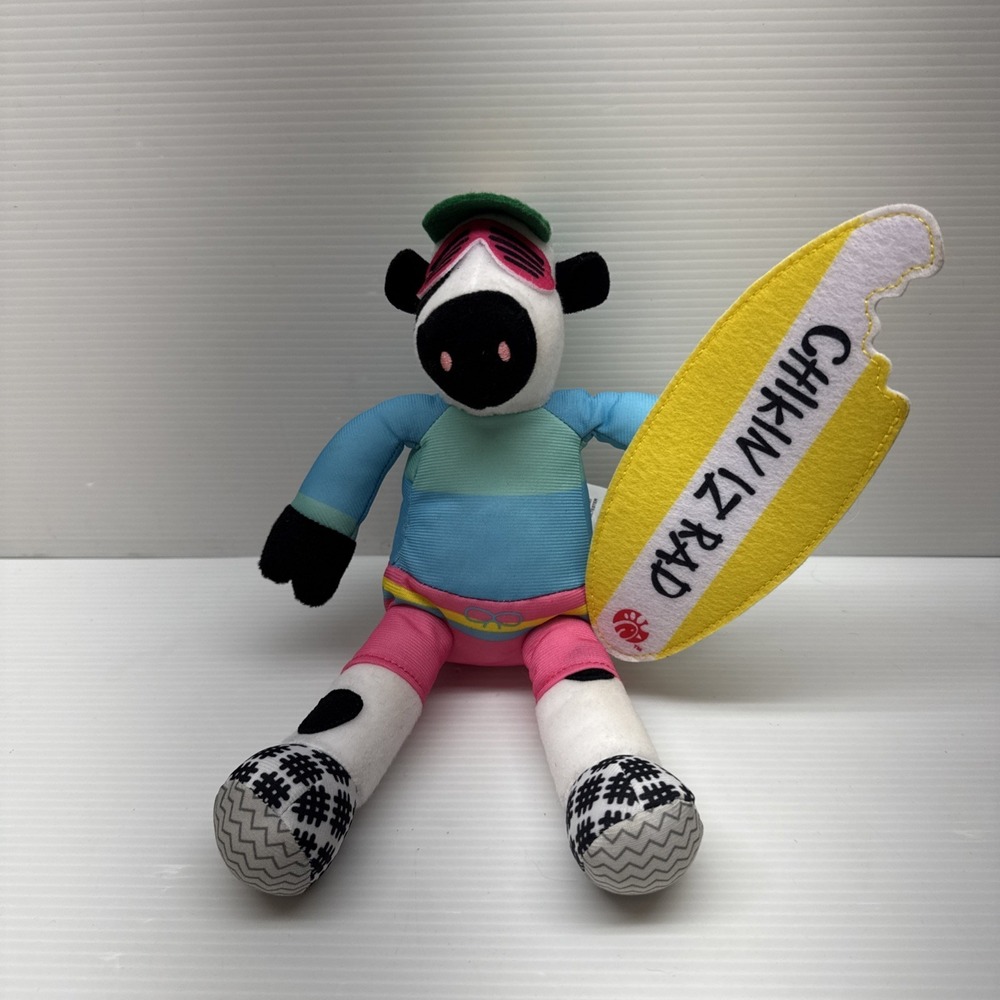 2022 Chick-fil-A Plush 80s Retro Surfer Cow Doll Toy Summer Chikin Iz Rad 9"